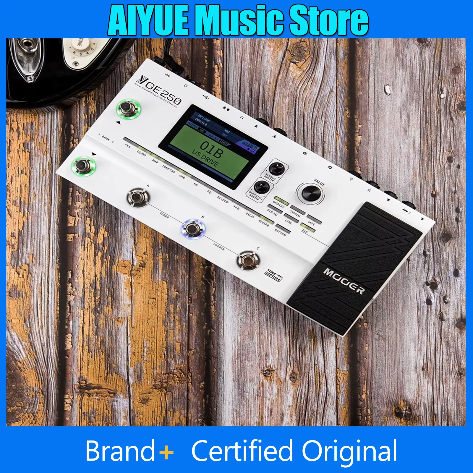 

MOOER GE250 Guitar Pedal AMP Modelling Processor Pedal 70 AMP Models 180 Effect 70s Looper 32 IR Digital AMP Guitarra Delay