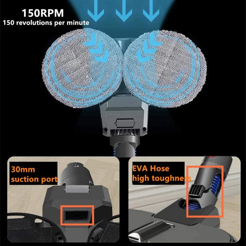 Cabezal de fregona de limpieza eléctrica para Dyson V7, V8, V10, V11, aspiradora inalámbrica, mopa húmeda y seca, cabezal de limpieza con tanque de