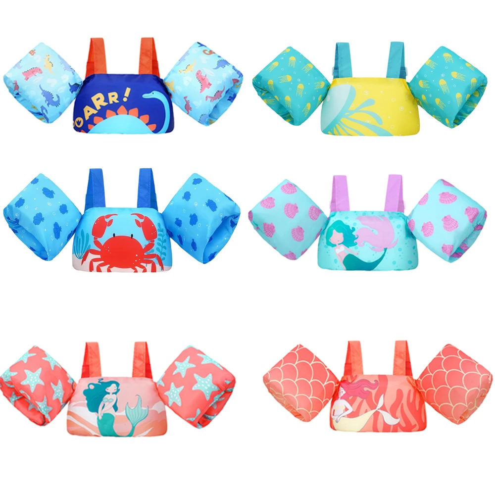 Maillot de bain à manches de bras de dessin animé pour bébé, flotteur de piscine réglable, gilet de sauvetage de sécurité en mousse, anneau d'entraînement de natation