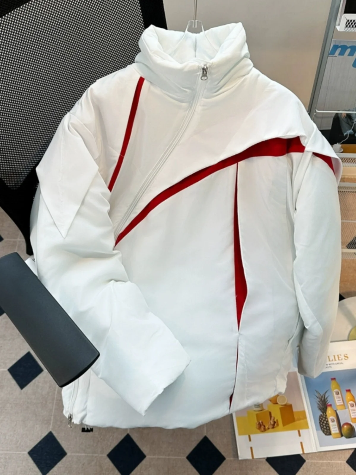 

Women White Parka Jacket Warm Thicken Turtleneck Patchwork Winter Jacket Harajuku Outerwear Vintage 2000s Padded Jackets Clothes