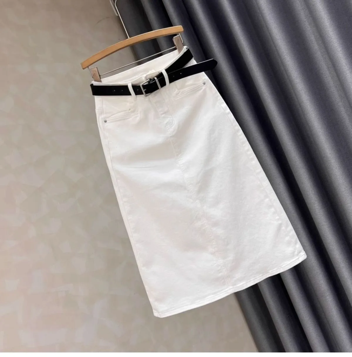 High Waist A-Line Denim Skirt Women plus Size Slimming Mid-Length Slit Bodycon Skirt New Arrival 2026 Straight Long Jeans Skirt