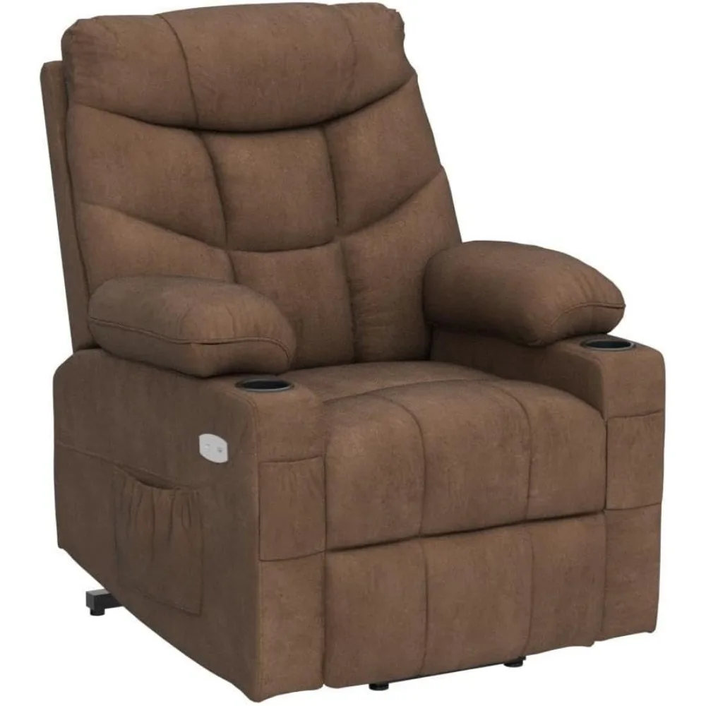 Electric Power Lift Recliner Chair for Elderly, Fabric Recliner Chair with Massage and Heat, USB Ports, Christmas Gift