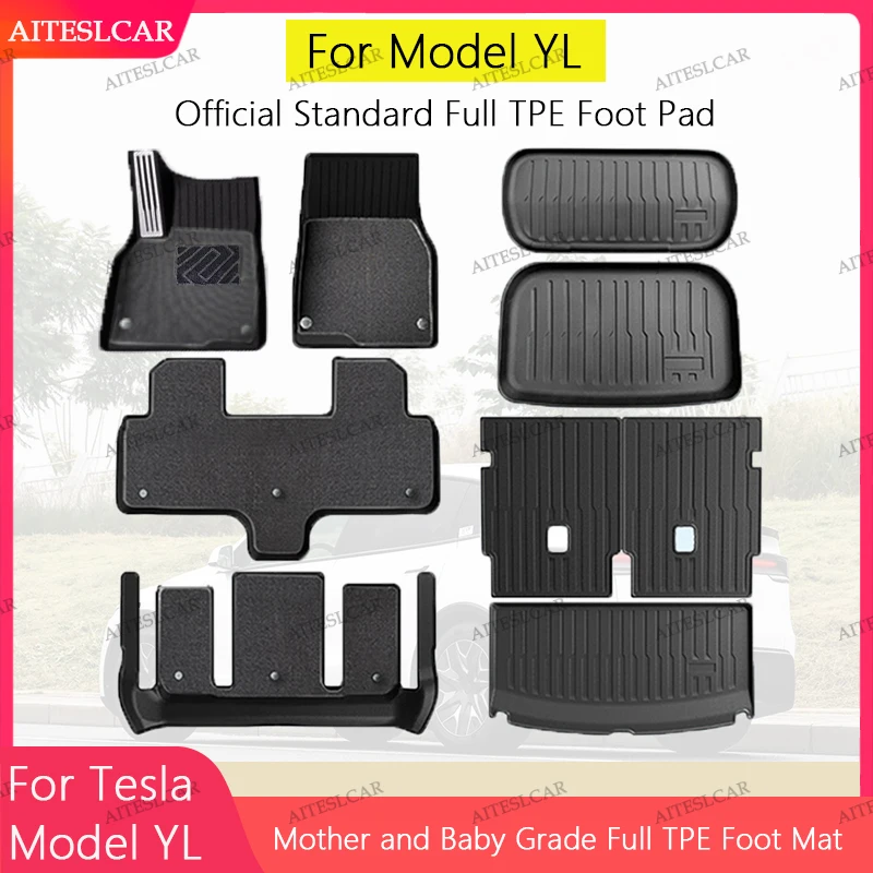 AITESLCAR For Tesla Floor Mat Model YL 2026 Launch Car Trunk Mat Set Luggage Mat TPE Waterproof Anti-Slip Set LHD Floor Liner Ma