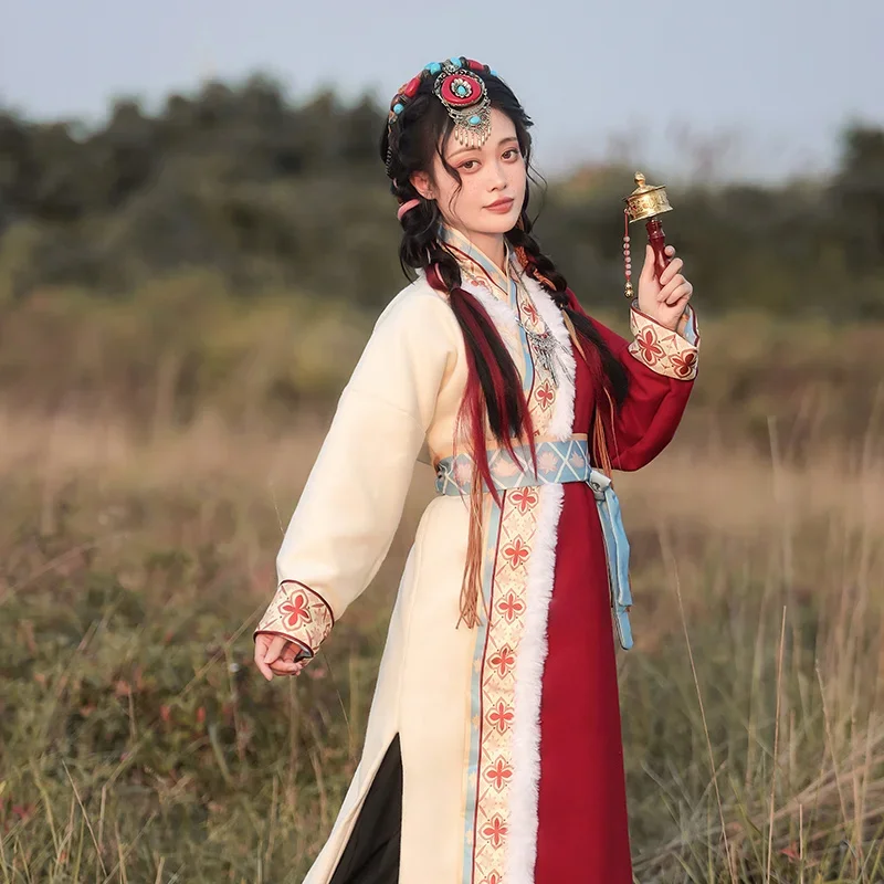 Women Daily Autumn And Winter Chinese Improved Style Han Elements Tibetan Clothing Ethnic Style Han Clothing Dance Costumes