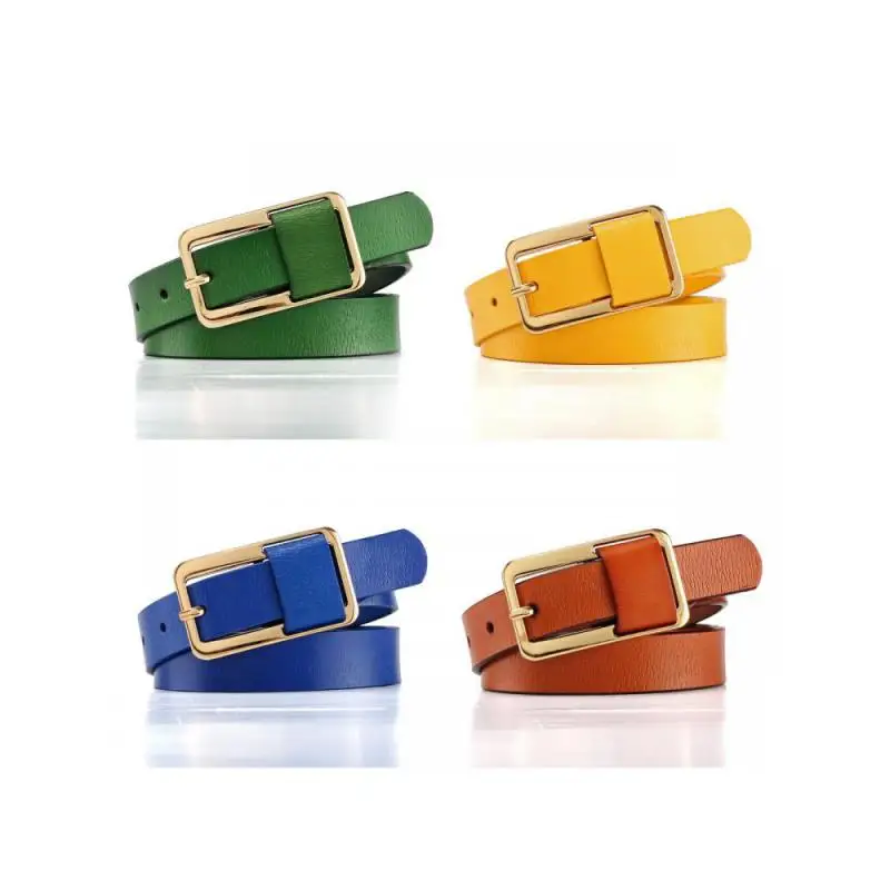 2025 New Design Real Cowhide Green 2.3cm Wide Korean Style Casual All Match Decorative Jeans Belt Thin Genuine Leather Simple