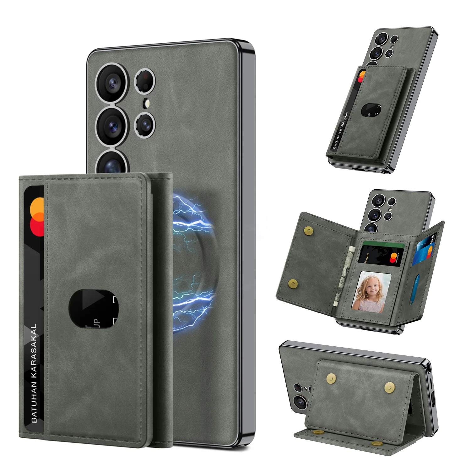 

Luxury PU Vegan Leather Electroplated Frame Phone Cover for Samsung Galaxy S25 Ultra Case with Card Bag