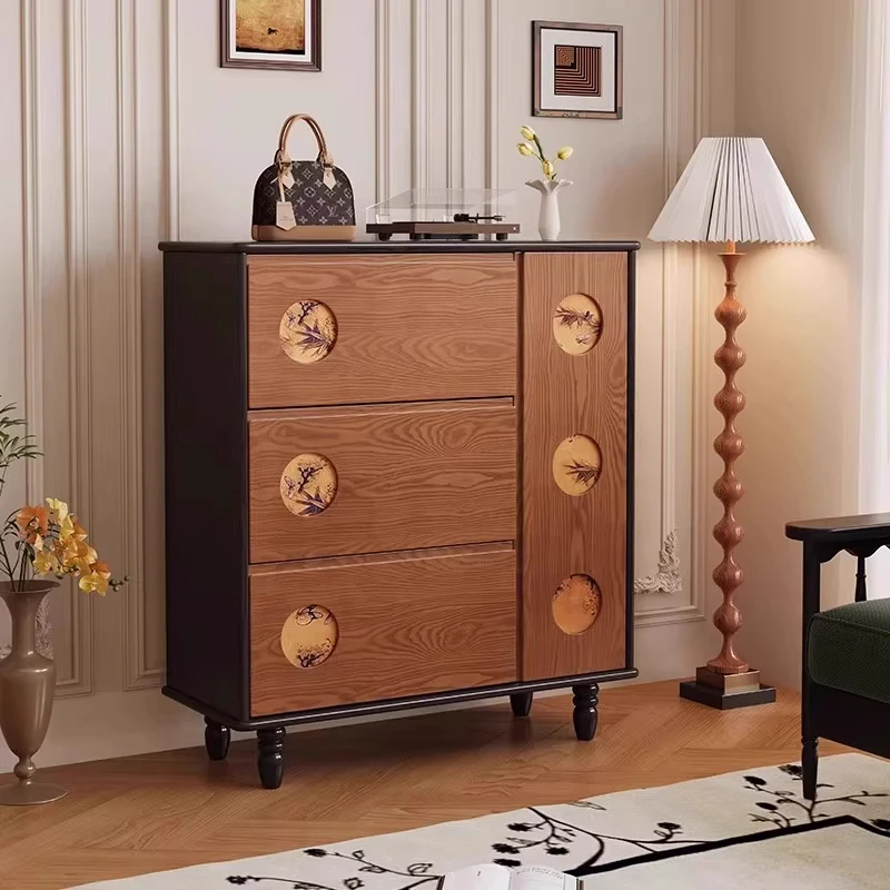 Деревянный шкаф для обуви с дверным проем для гостиной, коричневый закрытый шкаф для обуви, шкаф для хранения обуви большой вместимости