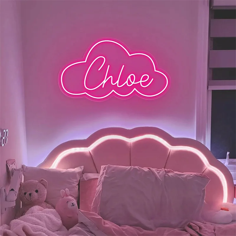 Custom Cloud Name Neon Sign, Personalized Girl Baby Kid's Room Children Bedroom Nursery LED Neon Light Home Wall Decor Birthday