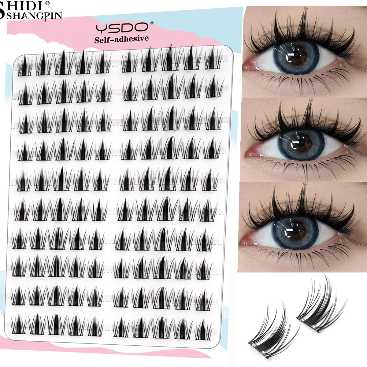 Diy clusters de cílios postiços auto-adesivos sem necessidade de cola mangá natrual macio falso cils mix estilos maquiagem coreana fácil usar