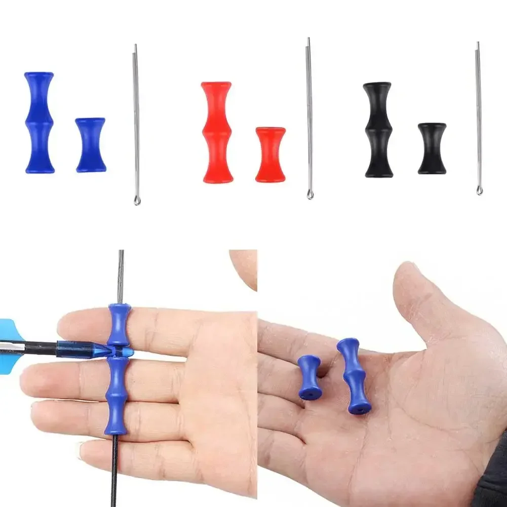 1 Set Hunting Archery Target Recurve Bowstring Finger Guard Soft Silicone Bow String Protector Outdoor -Shooting Hunting Tool