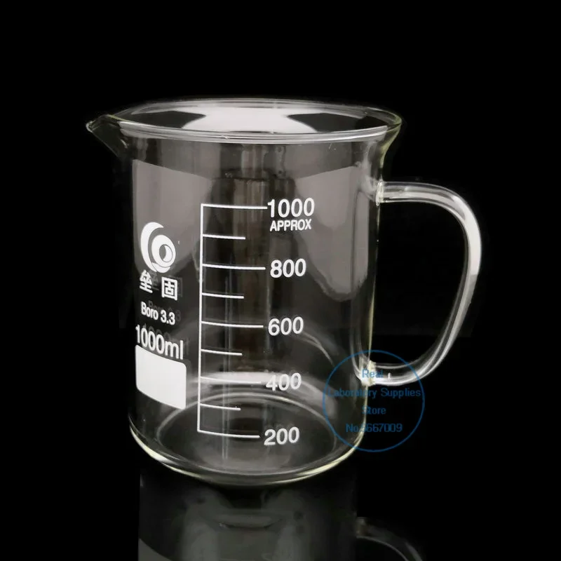 Lab Full Glass Beaker com punho de vidro, Chemistry Measuring Beakers, 1Pc por lote