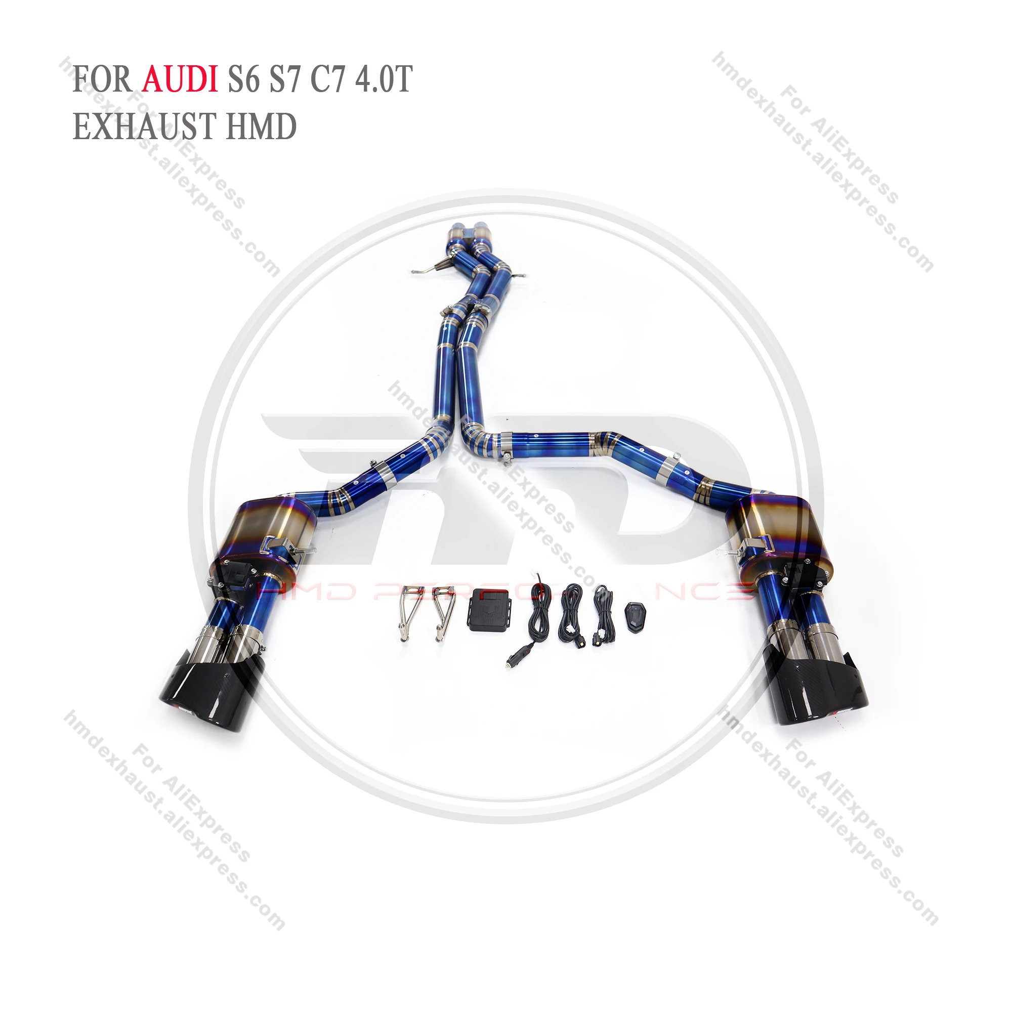 

HMD Titanium Exhaust System Sport Resonated Catback for Audi S6 S7 RS6 RS7 C7 S8 D4 4.0T Muffler With Valve