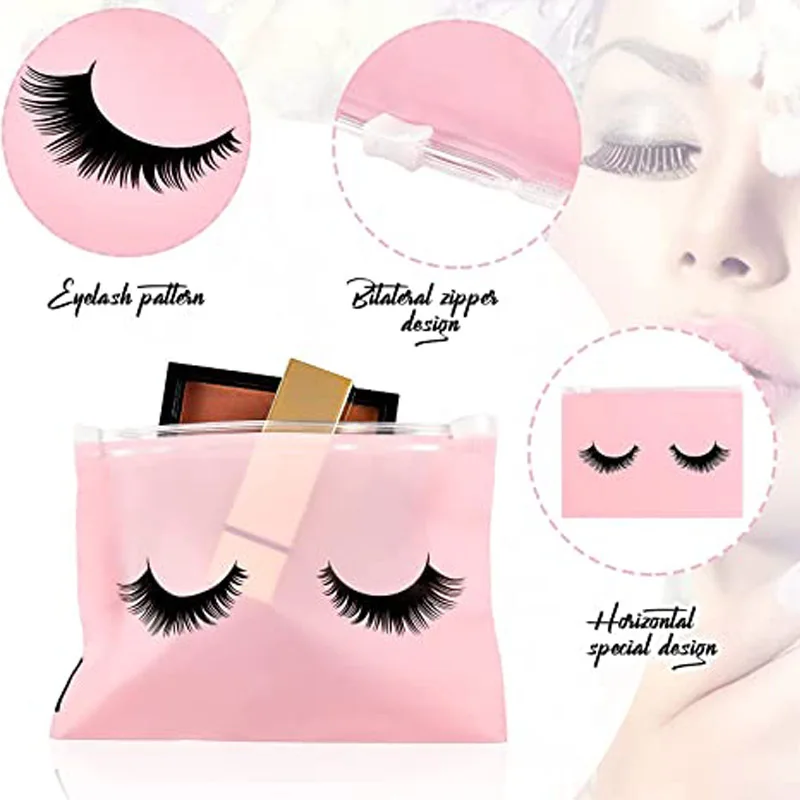 50pcs Eyelash Aftercare Bags Reusable EVA Makeup Bags Toilet Travel Plastic Storage Bag Makeup Pouch Cosmetic With Zipper