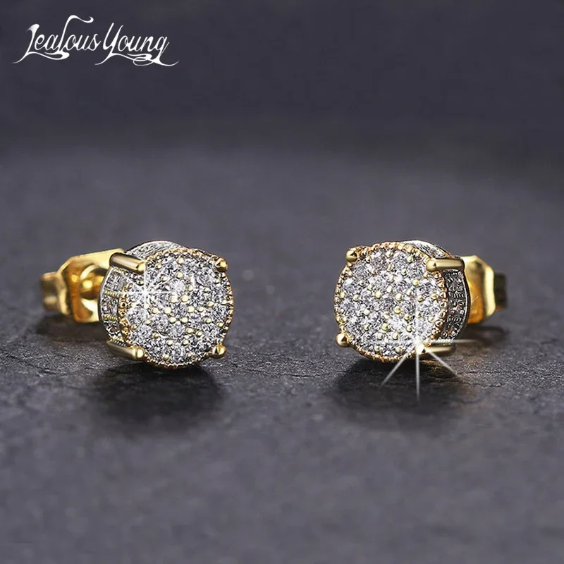 Sophisticated Cubic Zirconia Men Earrings for Party Fashion Jewelry CZ Round Accessories