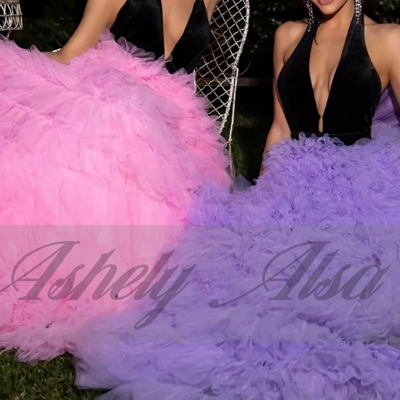 تخصيص أنيقة المرأة فساتين لحضور الحفلات الموسيقية الخامس الرقبة ألف خط المتدرج تنورة طول الأرض ملابس سهره رسمية فستان حفل زفاف الضيوف 2025