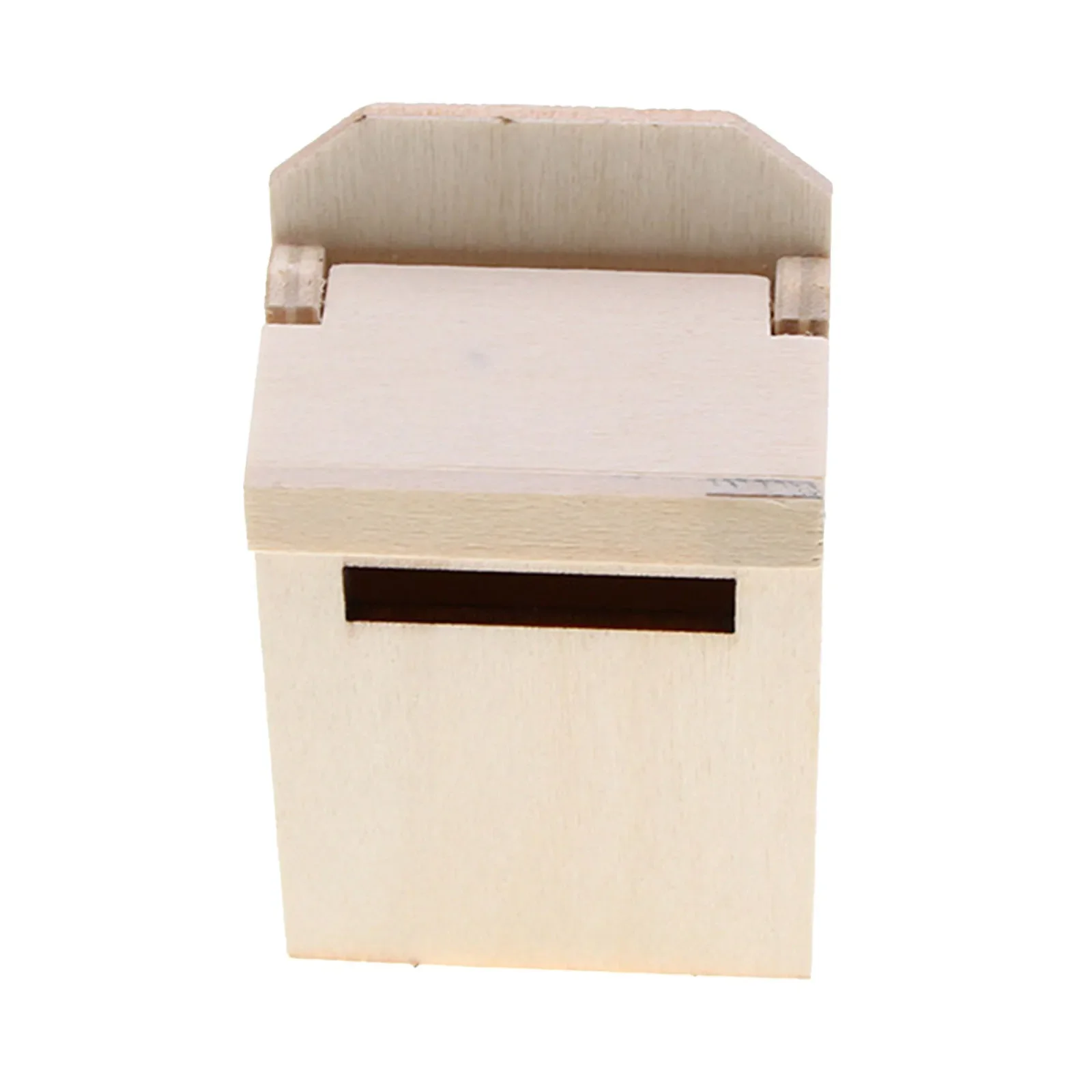 Miniature Blank Mail Box House Mini Mail Box Miniature Wooden Flip Mailbox Model Post House Furniture Scene Decoration Outdoor