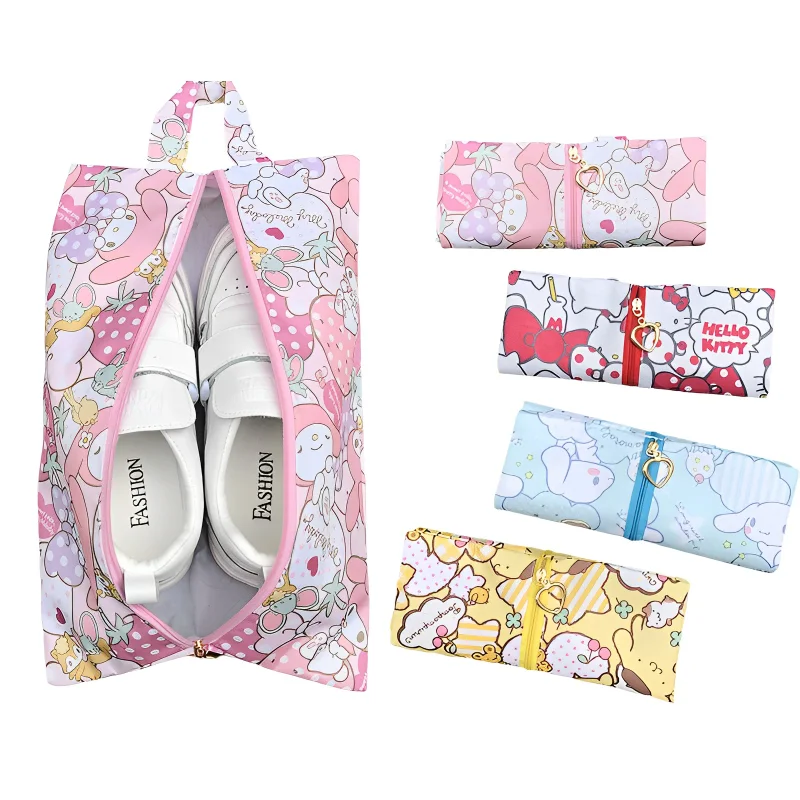 

Anime Kawaii Sanrio Hello Kitty Shoe Storage Bag Cinnamoroll My Melody Pom Pom Purin Girl Waterproof Oxford Shoe Box Dust Bag