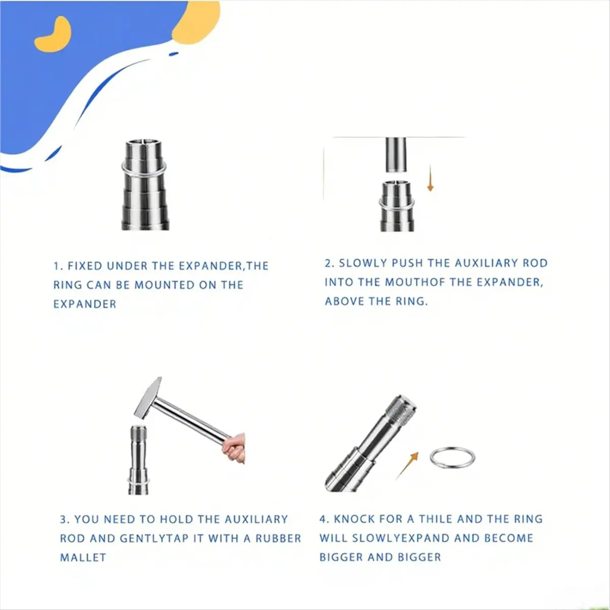 Ring Stretcher with Jewelry Hammer Double-Sided Rubber and Plastic Head Mallet Ring Stretcher Tool Finger Wedding Band