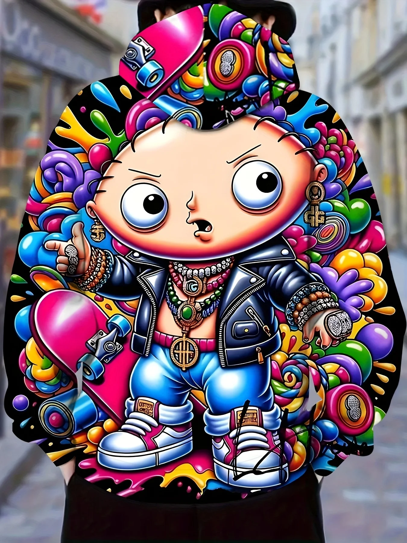 جديد أزياء الرجال مقنعين البلوز |   بلوزة كاجوال مريحة ومتعددة الاستخدامات مع طباعة جرافيك وجيب الكنغر لفصل الربيع/الخريف