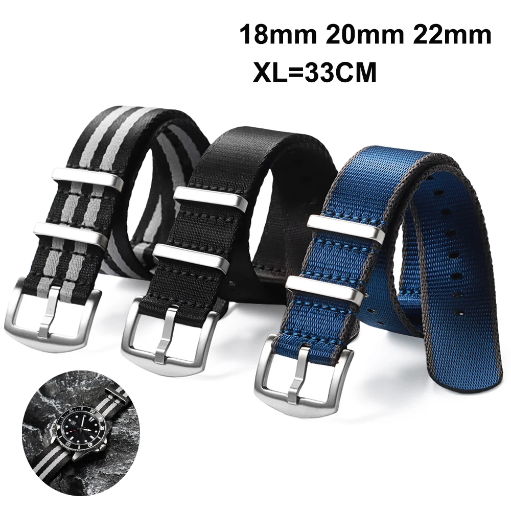 18mm 20mm 22mm XL Ribbed Nylon Watchband Nylon Watch Strap for Seiko for Military Watch Band Bracelets Watchband Accessories