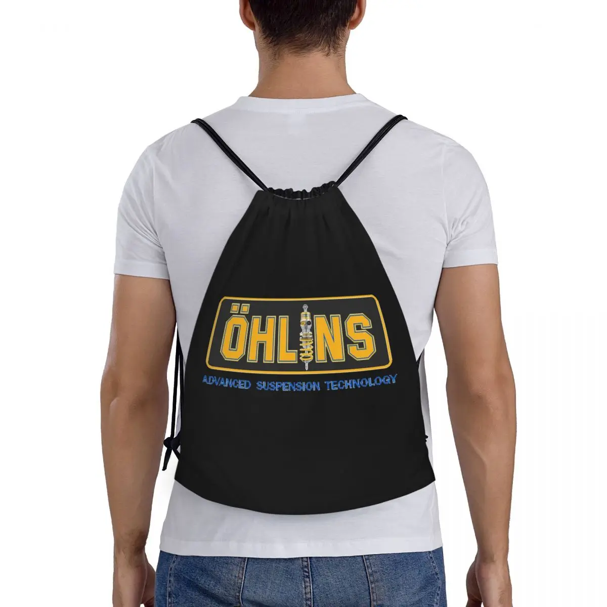 Ohlins Racing Retro Classic Backpacks Casual Drawstring Bundle Pocket Sundries Bag Book Bags for Man Woman Students
