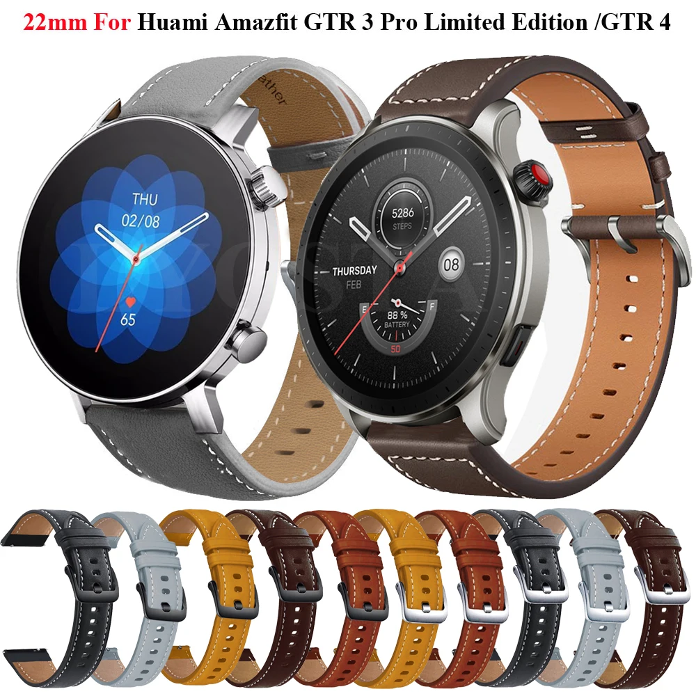 22mm Leather Bracelet For Amazfit GTR 3 Pro Limited Edition Strap For Xiaomi Amazfit Balance/GTR 2 2e/GTR 3 pro/GTR 4 Watchband