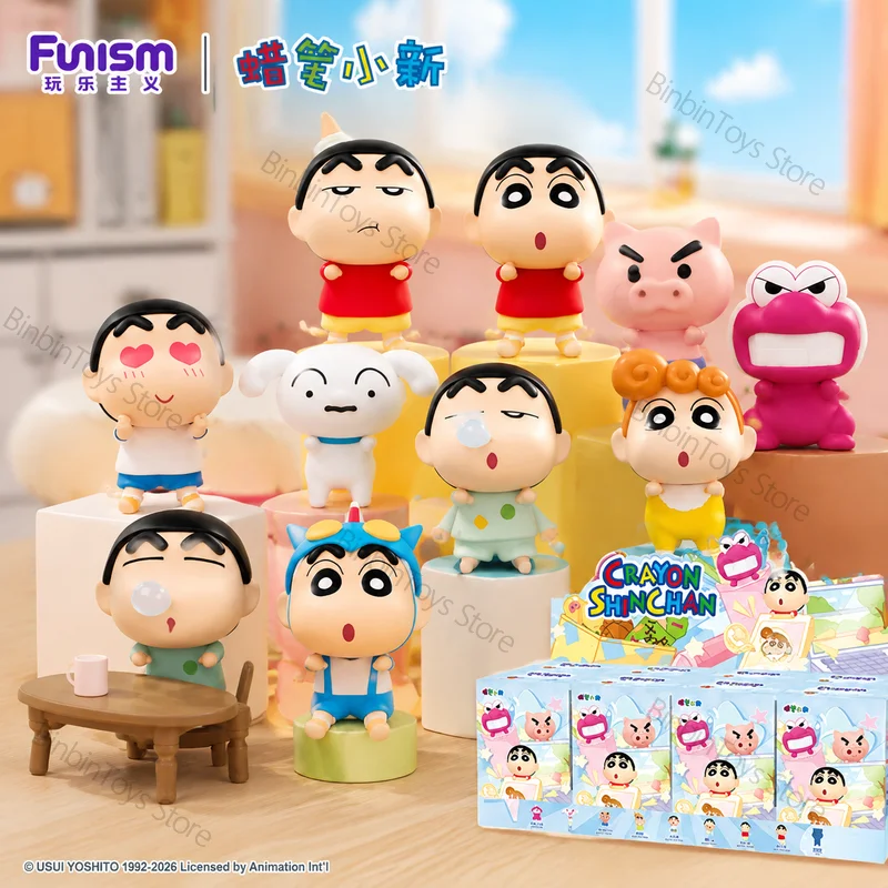 Genuine Crayon Shinchan Mini Figurine Blind Box Car Dashboard Decoration Moe Particles Desktop Office Ornament Birthday Gift
