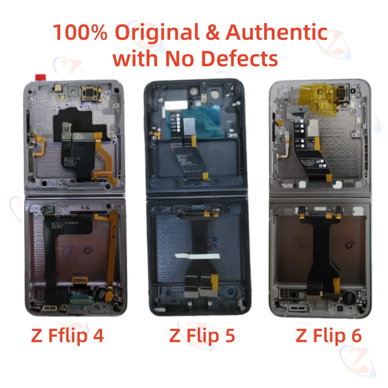 100% Original & Authentic Screens with No Defects for Samsung Z Flip 4 Z Flip 5 Z Flip 6 Internal Screen Replacement With Frame