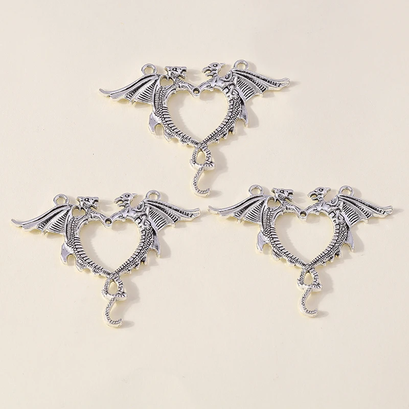 Leslie 4pcs Alloy Metal Vintage Big Flying Dragon Pendant for DIY Necklace Bracelet Earrings Jewelry Making Accessories