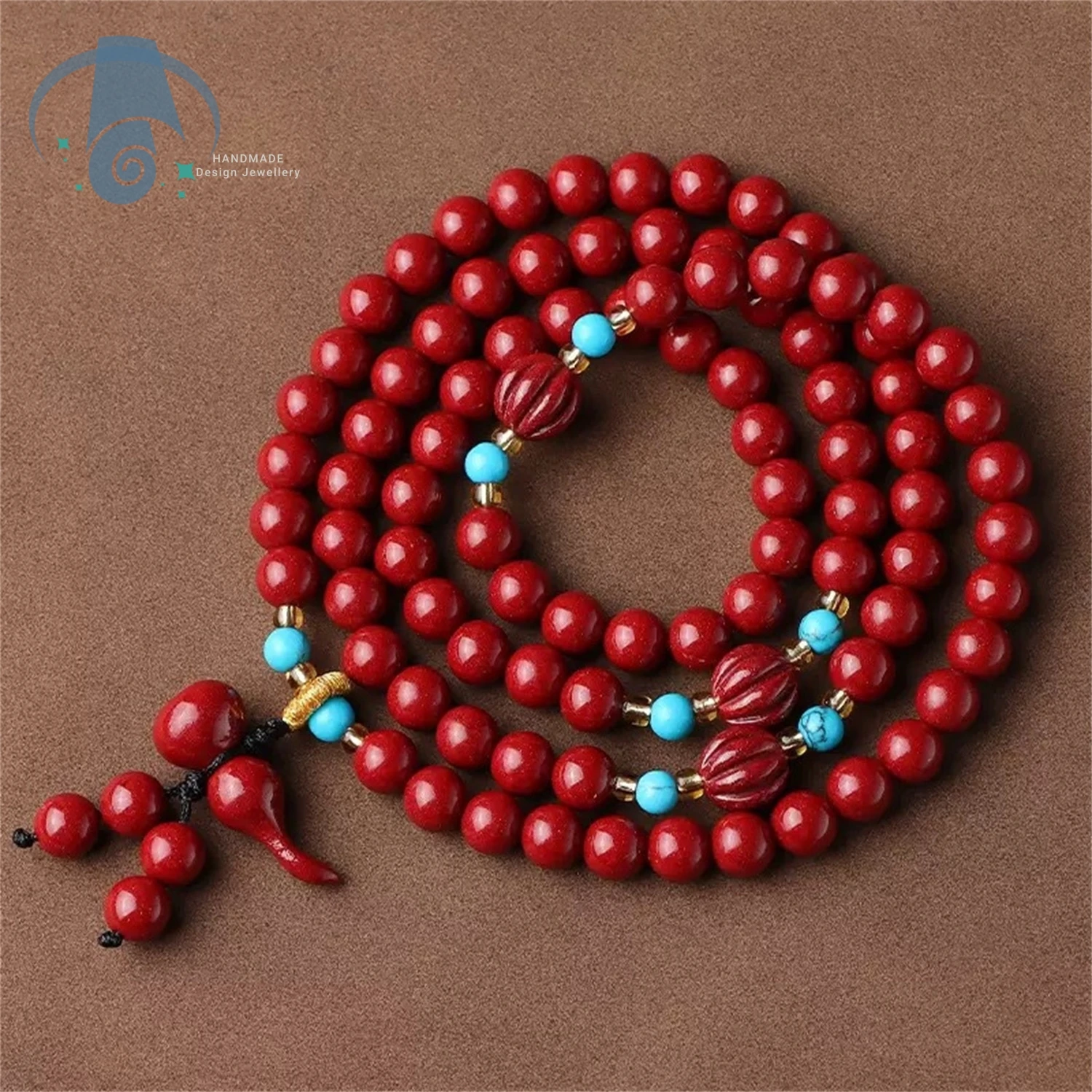 Healing Energy Bracelet Natural Cinnabar Purple Gold Sand Pumpkin Beads Magnesite Turquoise Handmade Jewelry for Women Yoga