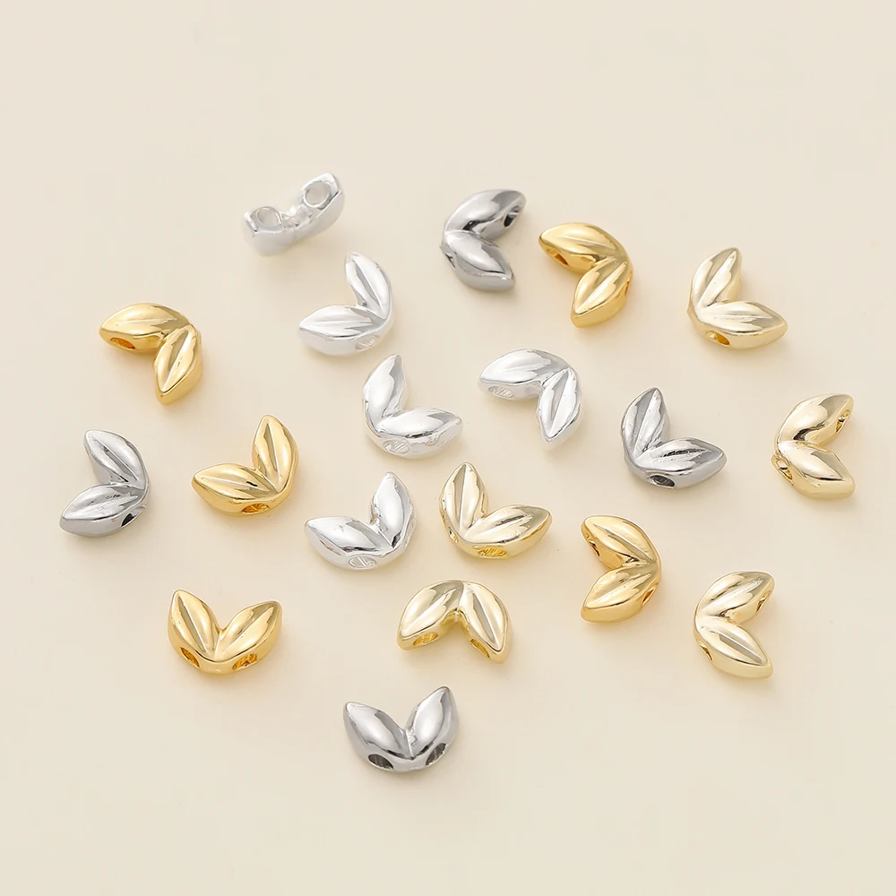 5Pcs/Pack 5*7mm 14/18K Gold Color Plated Malt-Shaped Double Hole Spacer Beads for DIY Necklace Jewelry Making Accessories