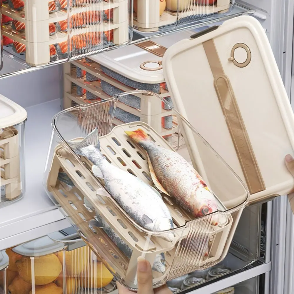 

Plastic Vegetable Fruit Storage Box Fresh-keeping Sealed Meat Freezing Box with Lid and Handle Dustproof Food Storage Container