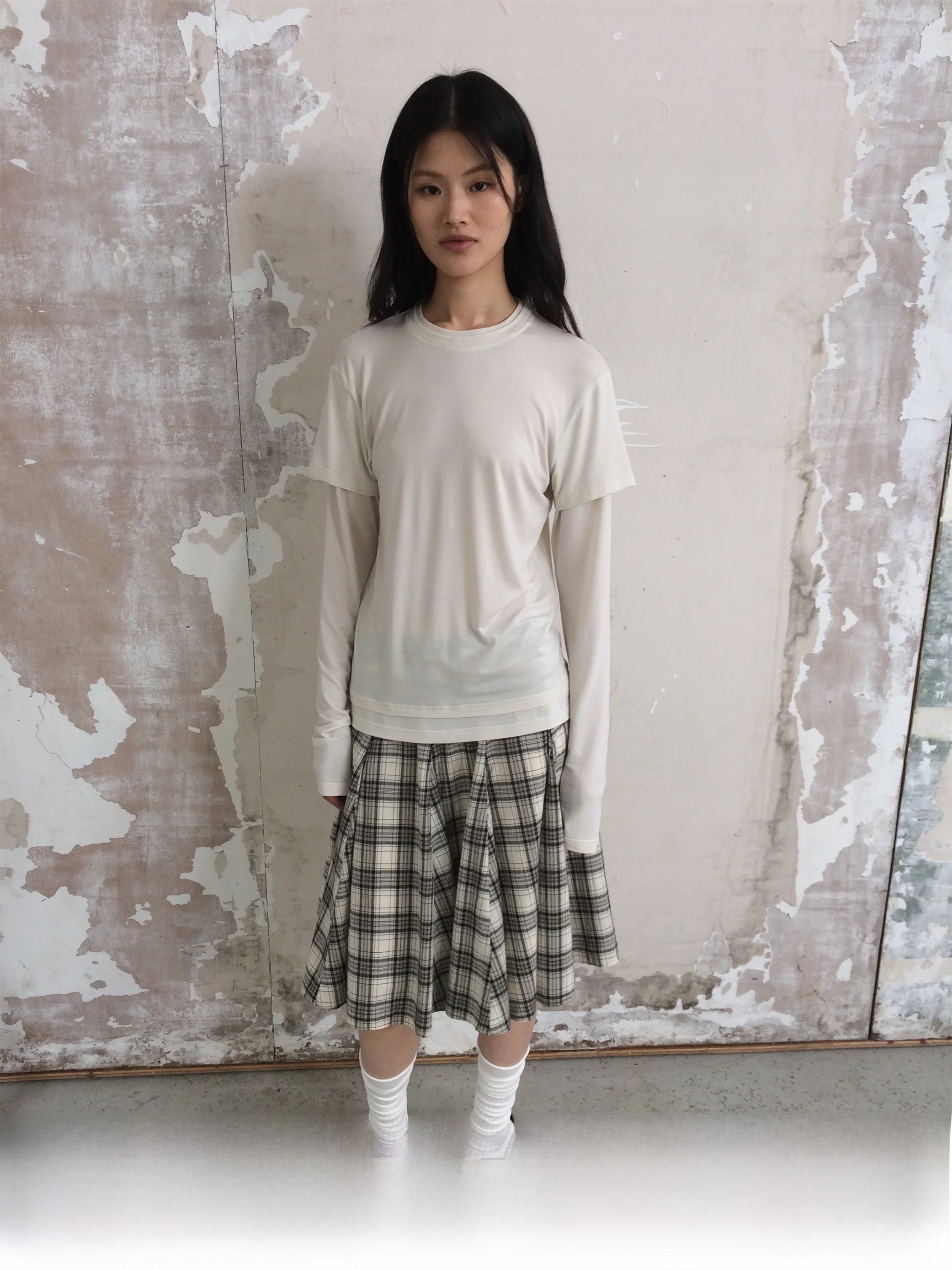 

Firstfloor Loose Semi-translucent Sun Protection round Ne Base irt Slim Fit Long Sve T-irt Patchwork Design Commute ...