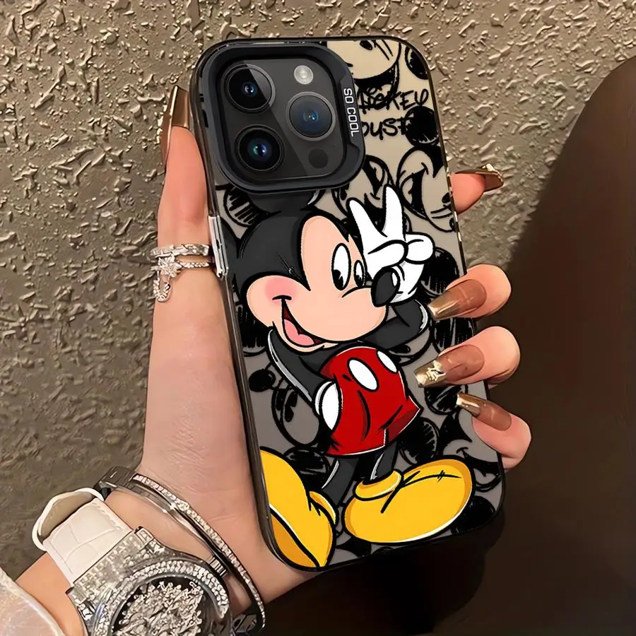 حافظة ديزني ميكي ماوس المضحكة لهاتف آيفون 11 12 13 برو ماكس 14 15 16 بلس 16e غلاف ناعم