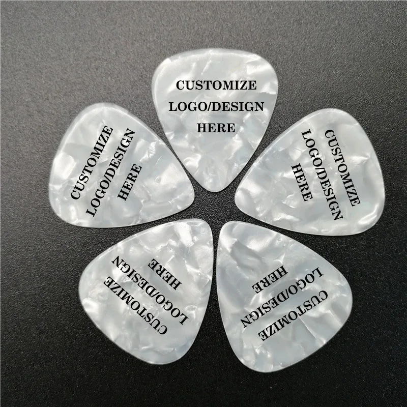 100pcs menyesuaikan pada warna mutiara gitar seluloid pick melakukan Logo Anda sendiri desain cetak kedua sisi gitar pick