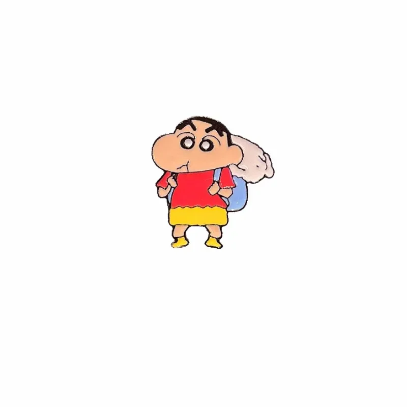 Broche periférico de Anime Crayon Shin chan, Pin de dibujos animados bonito para niños, insignia de Metal para hombres y mujeres, regalo de decoración para bolso