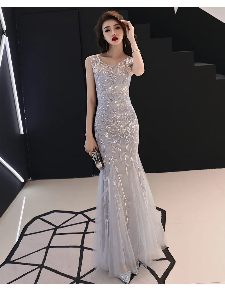 Elegant Sequined Mermaid Formal Evening Long Dress