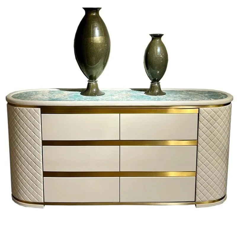 

household marble edge chest cabinet living room six chest cabinet modern Internet celebrity marble dining cabinet