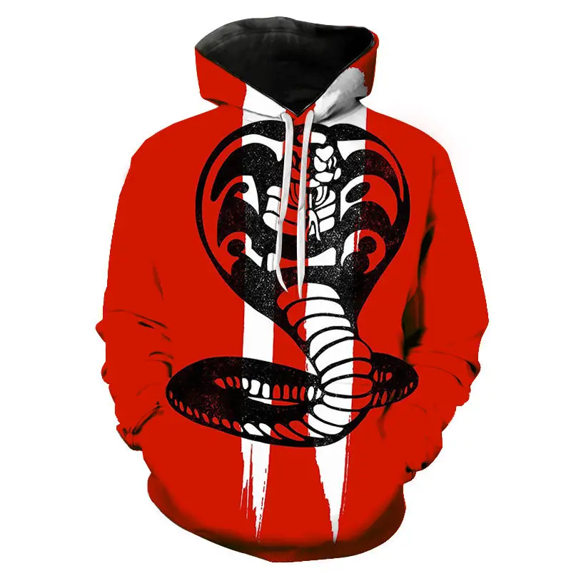 Homens e mulheres Cobra Kai 3D impresso Hoodies de manga comprida, streetwear infantil, moletons, pulôver, jaqueta, moda, legal, menina, crianças