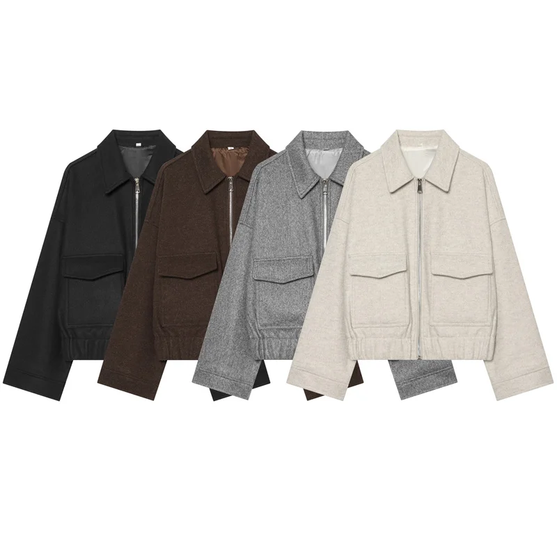 Guobioziy Women's Jacket 2026 Fall New Version Solid Color Long Sleeve Simple Loose Pocket Jacket Parka Trench Coat Stylish