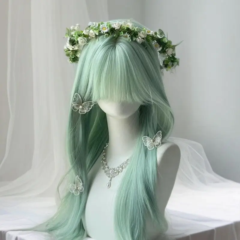 

‌ Мятно-зеленый парик для косплея — эфирные прямые волосы, дизайн воздушной челки, новый парик Лолиты в стиле аниме 2025 года, естественный вид