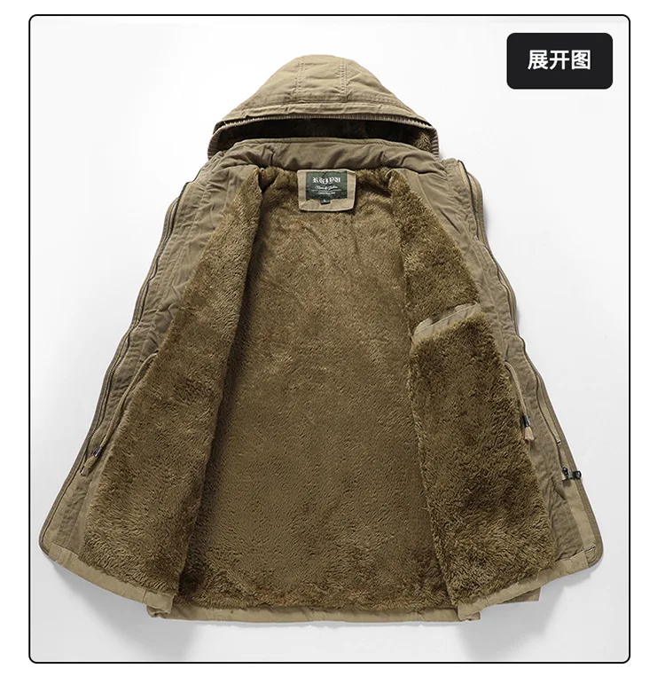 Outerwear Mens Winter Trend Parkas Middle Aged Pure Cotton Casual Brand Jacket Casual Loose Hooded Versatile Mens Clothing