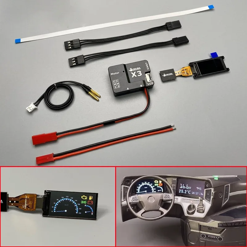 Simulazione Display Console centrale Display per 1/10 1/14 Tamiya RC Camion ribaltabile SCANIA 770S Benz Escavatore TRX4 SCX10 Jeep