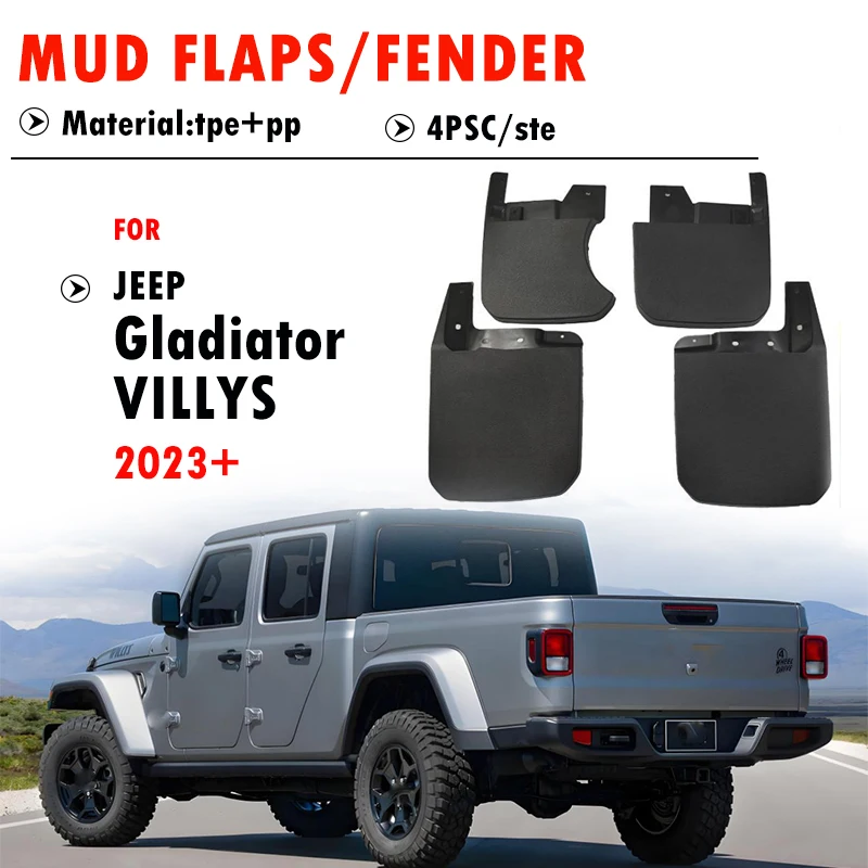 

For JEEP Gladiator VILLYS Mudguard Fender Mud Flap Guards Splash Mudflaps Car Accessories 4PCS 2023 2024 2025 2026+