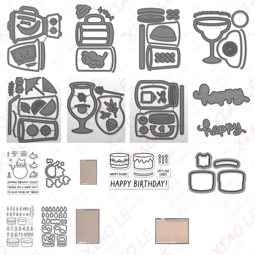 

2025 New Happy Birthday Party Metal Cutting Dies Stamps Stencil Scrapbook Diary Decoration Embossing Diy Greeting Card Handmade
