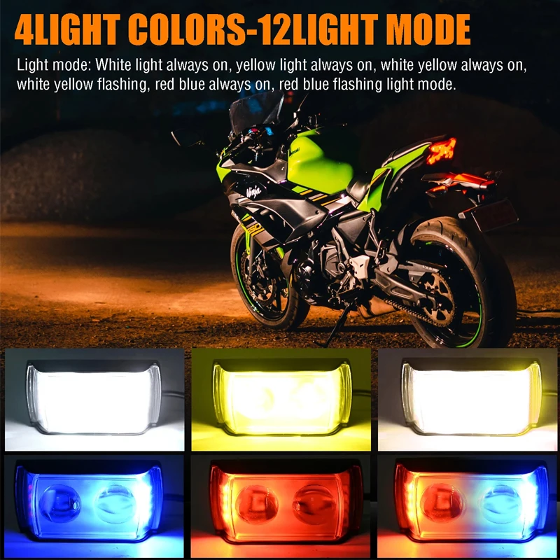 Motorcycle LED Spotlight 2 Lens flasher Work Light Mini Driving Fog Lamp High Low Beam Headlight motorcycle accessories