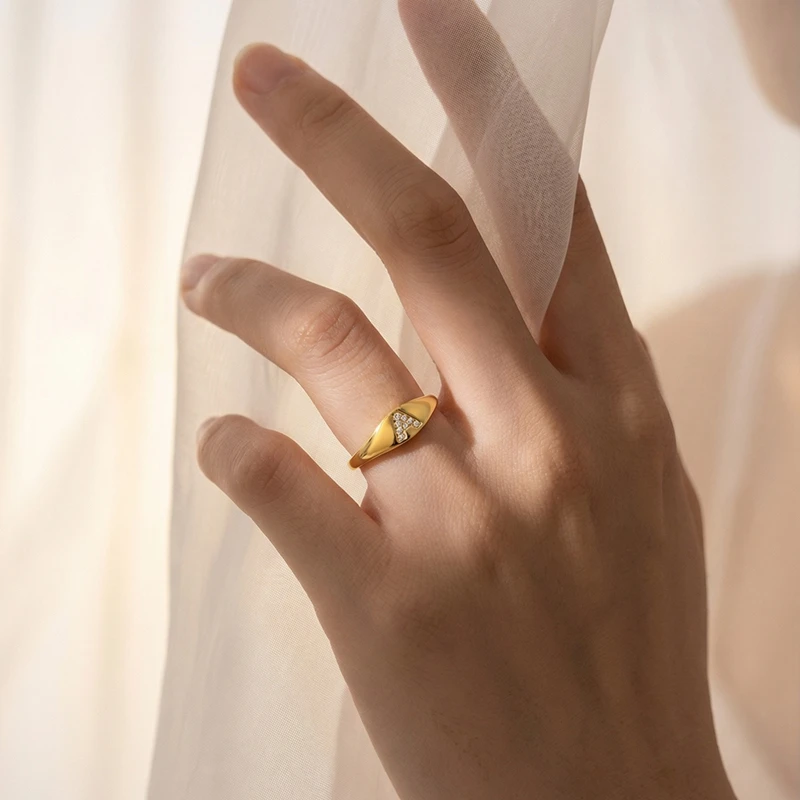 925 Sterling Silver Simple Generous Golden Opening High Quality Ring for Women Rings Wedding Fine Jewelry Accessories Party Gift