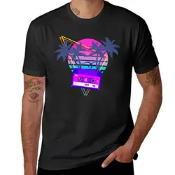 90s Vaporwave Sunset Cassette Tape in Outrun Synthwave style design T-Shirt plain boys animal print mens graphic t-shirts funny