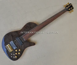 5 Strings Fretless Electric Bass Guitar with Ash Body,Rosewood Fretboard,Customizable