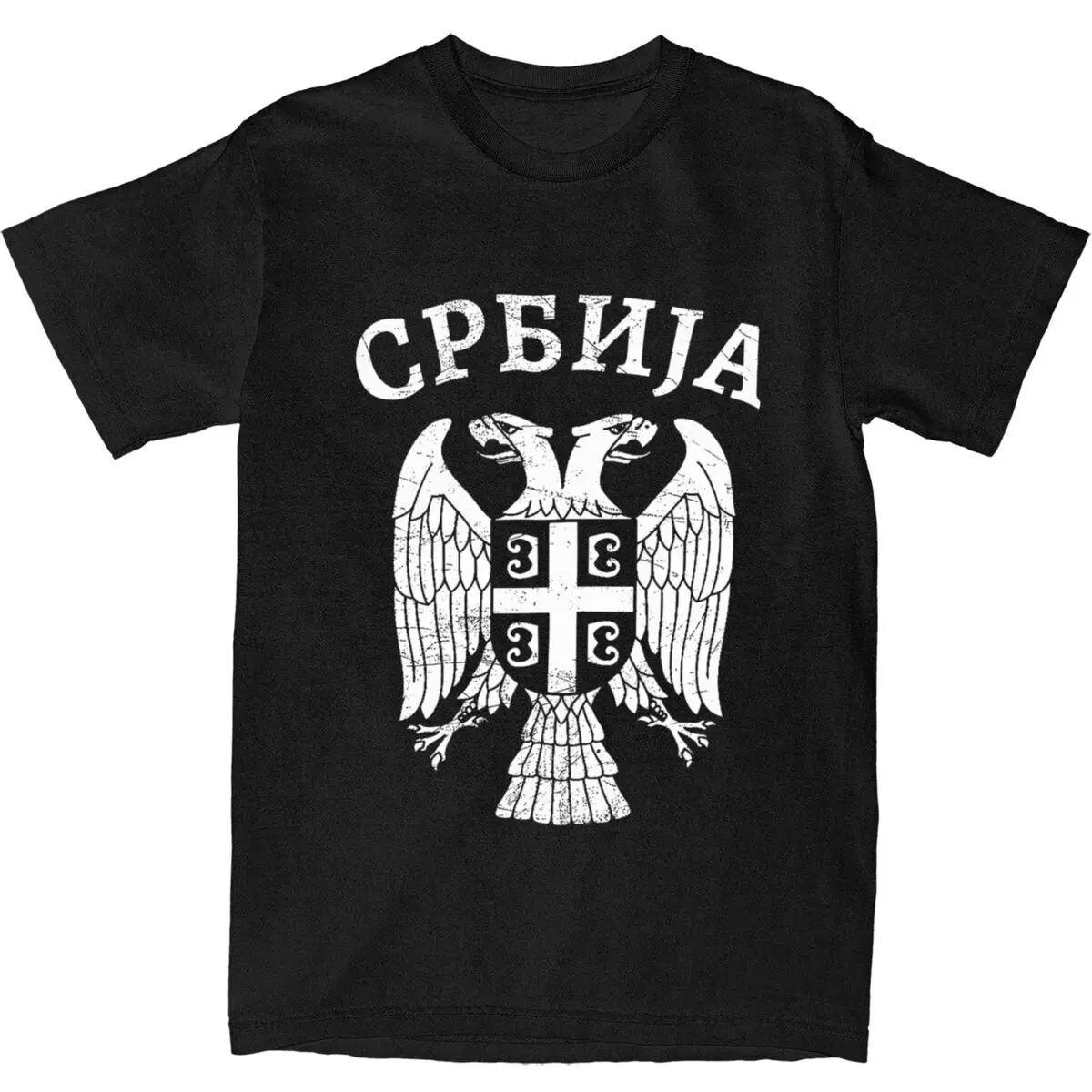 Haikyu T-Shirt Serbia Eagle Serbian Eagle Emblem 100% Cotton T-Shirts Serbia Flag Tshirt for Couple Short Sleeve Clothes